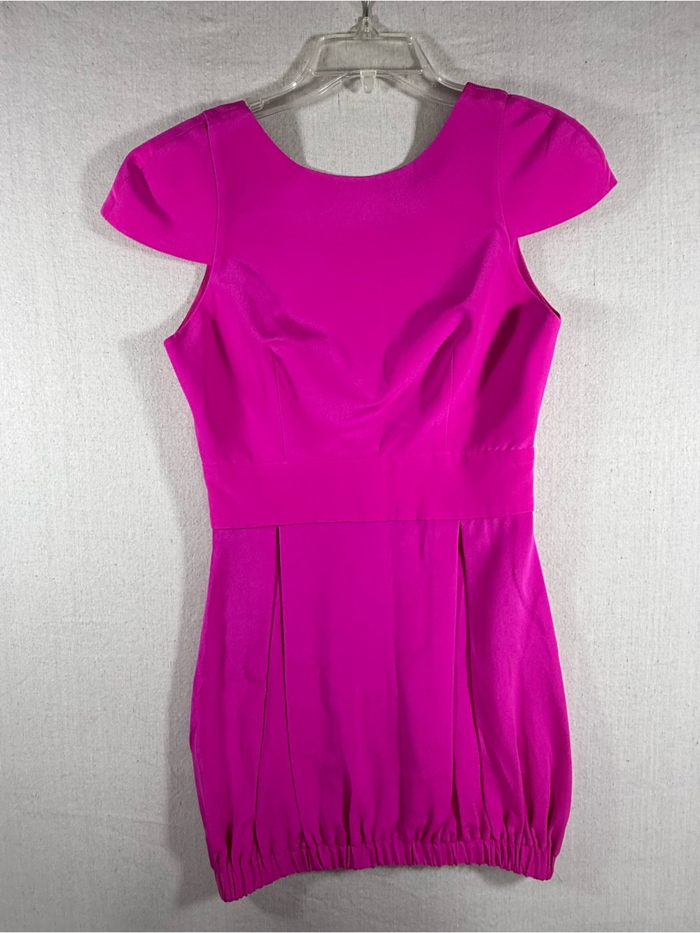 Naven Los Angeles 100% Silk Bubble Hem Mini Dress Pop Pink Cap Sleeve Small